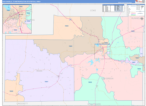 San Angelo Metro Area Wall Map